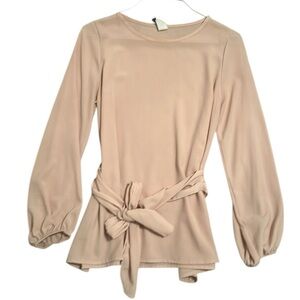 Elegant Cream Long Sleeve Women's Top